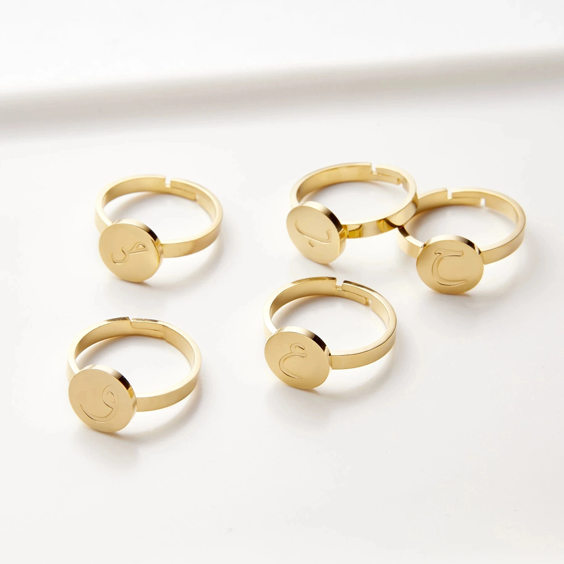 Arabic Letter Ring Custom Name Ring Personalized Stainless Steel Adjustable For Women Wedding Rings Unique Engagement Gifts