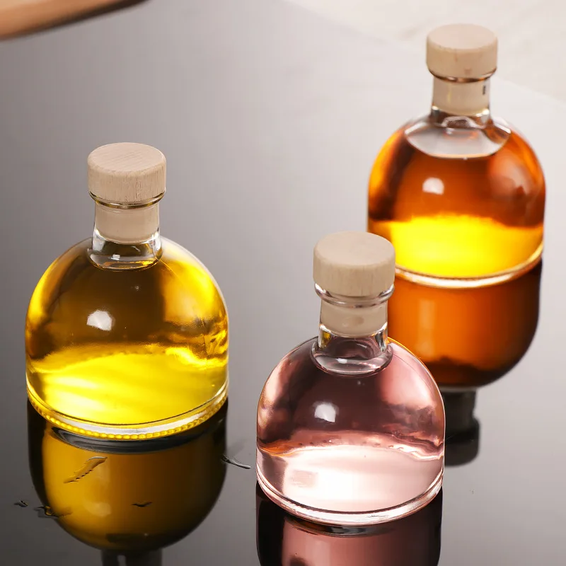 Small glass wine bottle transparent sealed bottle with lid household good-looking storage bottle storage tank 100ML/150ML/200ML 6