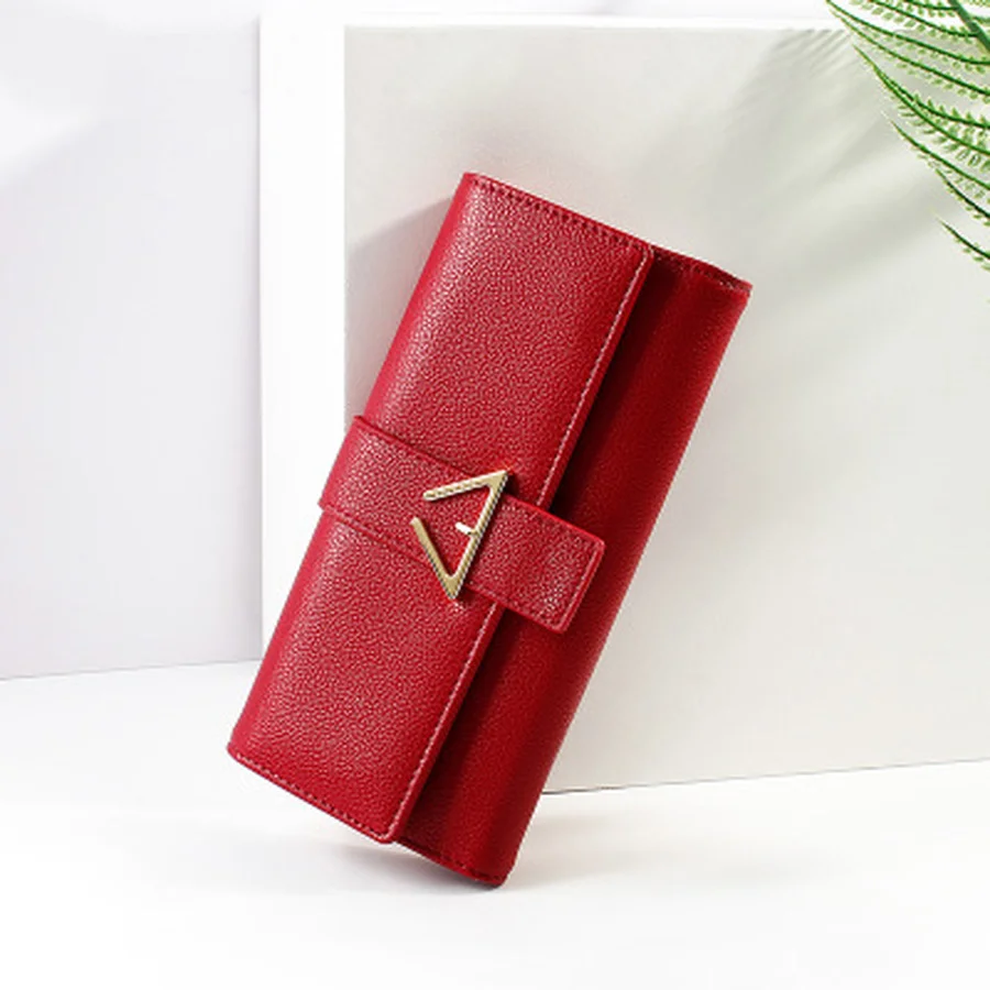 

Wallet Casual High Quality Women Fashion Multi-card Phone Ladies Clutch Solid Color Belt Long Ladies Wallets Buckle Flip Purses
