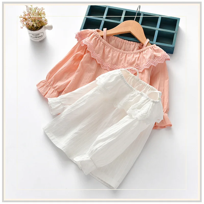 

Children's Wear Autumn New Korean Embroidered Tops Children's Words Collar Children's Long Sleeve T-Shirt Girls