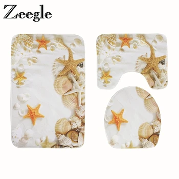 

Zeegle Bathroom 3pcs Mat Set Polyester Toilet Foot Rug Non-slip Mat For Toilet Memory Foam Toilet Washable Rugs Absorbent Mat
