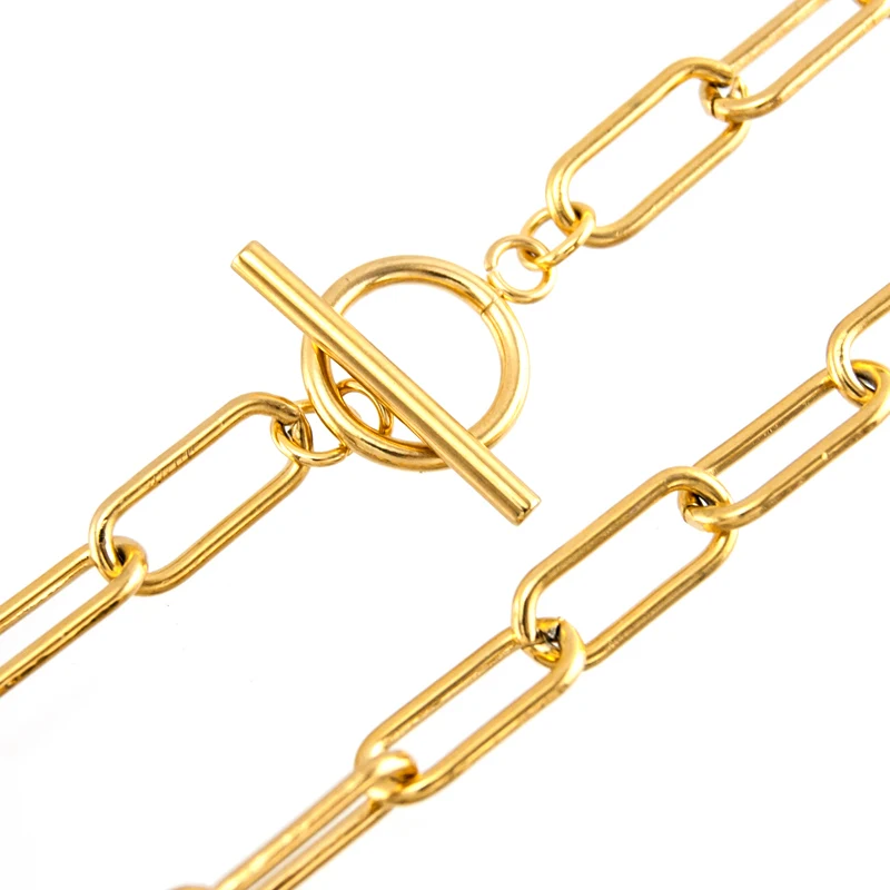 Ожерелье из нержавеющей стали для женщин длинное O чокер тумблер ожерелье медальоны де мода ювелирные изделия в стиле "Бохо" колье подарок - Окраска металла: gold