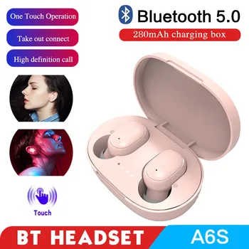 

A6S Auto Pairing Bluetooth 5.0 Wireless Earphones with USB socket charging Box Portable Stereo Music Mini Earbuds Headset