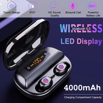 

NEW Upgrade Wireless Earphone bluetooth V5.0 8D Stereo Headphone LED Touch Control Stereo Earbuds IPX7 Waterproof with Mic