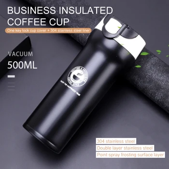 

500ml Portable Travel Coffee Mug Vacuum Flask Thermo Water Bottle Car Mug Thermocup Stainless Steel Thermos Tumbler Cup