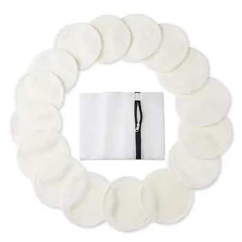 

16Pcs 2 Layers Bamboo Cotton Rounds Makeup Remover Pads Reusable Facial Cleaning Cotton Pads For Face Wipes with Bag