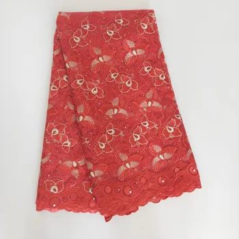 

Red African Embroidered Mesh Tulle Lace Fabric With Pearl 2020 New Arrival French Nigerian Net Lace Fabric For Wedding Dress