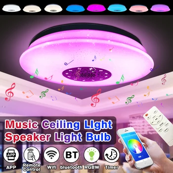 

60W LED Full Color Ceiling Light with bluetooth Music Speaker RGB Dimmable Modern Music Ceiling Lamp APP Remote Control