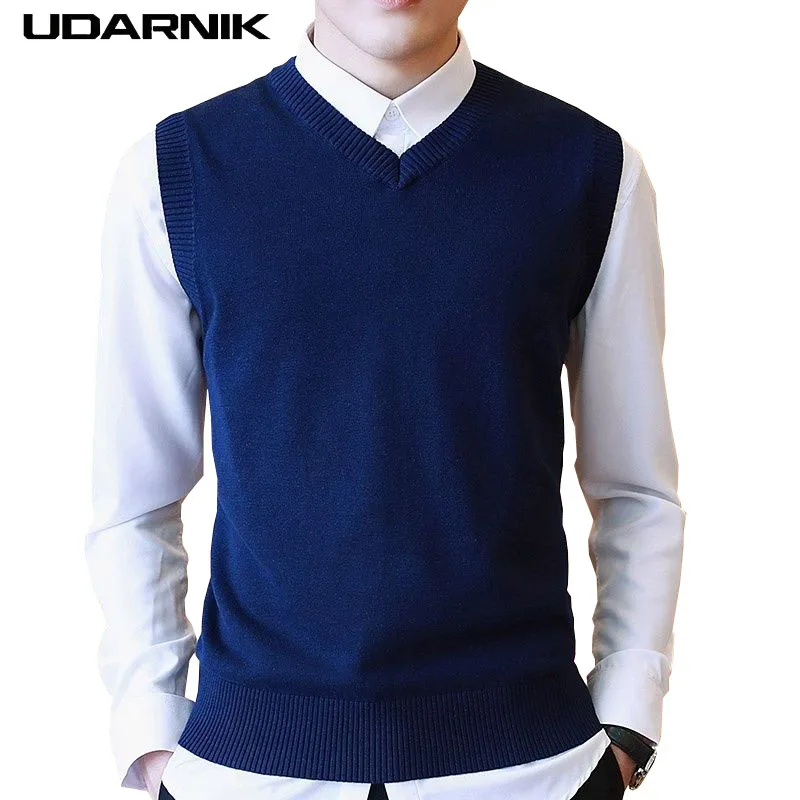 Men Cotton Sleeveless V-neck Jumper 
