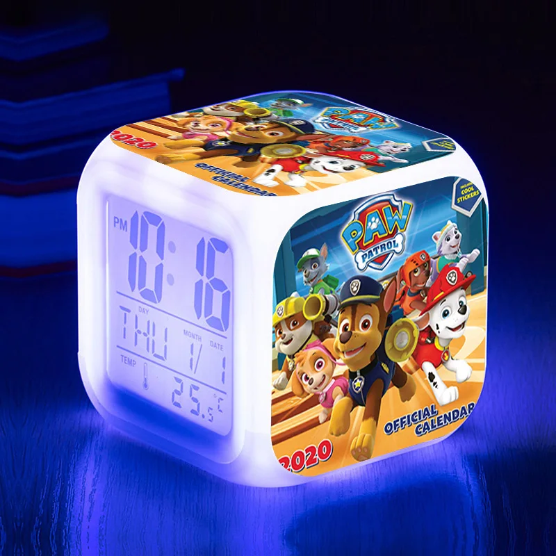Paw Patrol светодиодный аниме Рисунок мультфильм будильник Patrulla Canina Ryder фигурки детский будильник подарки на день рождения 7D08 - Цвет: NO BOX