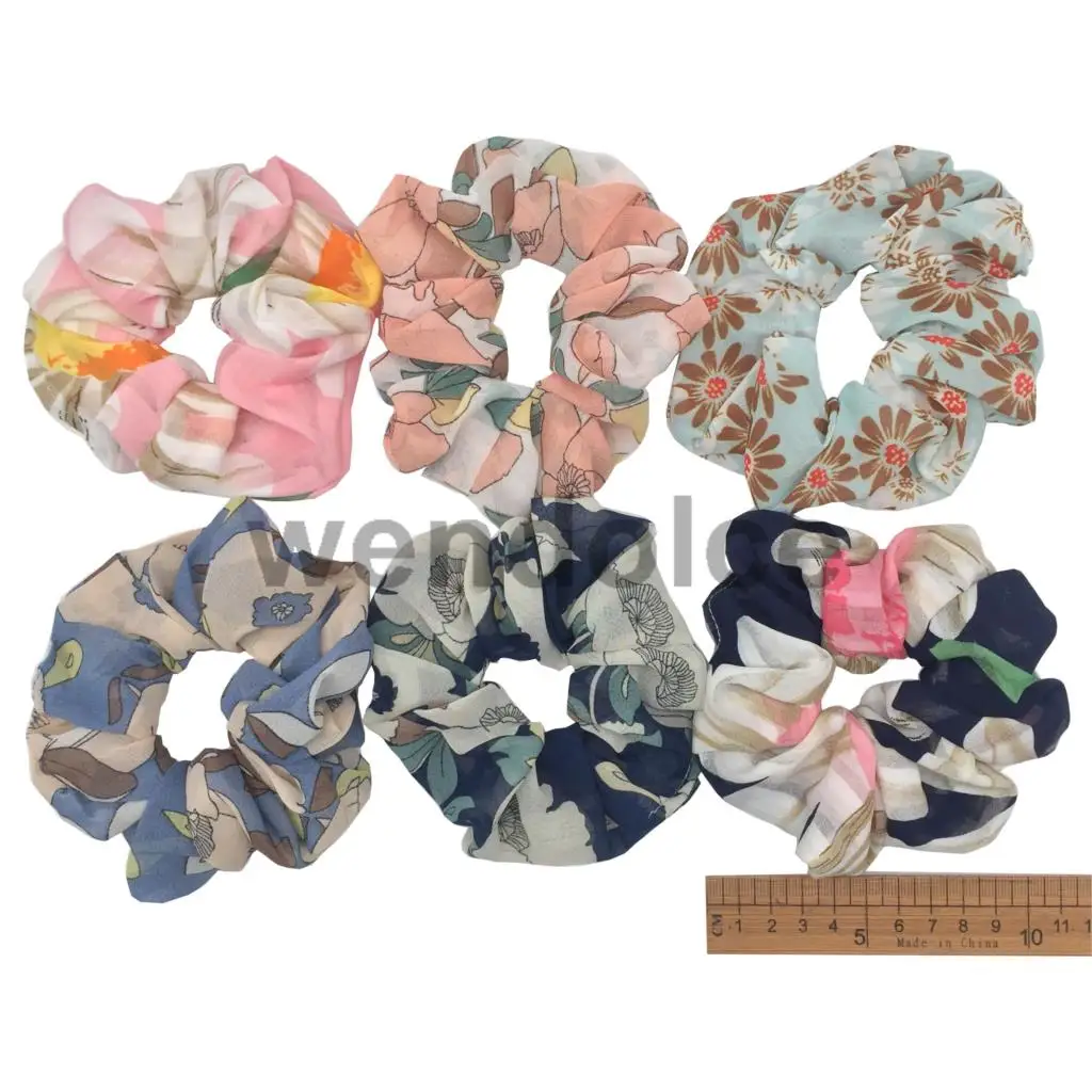 PJ054-6PCS 6 шт./партия, бархатные эластичные резинки для волос, резинки для волос для девочек, не складываются, леопардовые женские блестящие шифоновые Цветочные резинки - Цвет: PJ054-6PCS