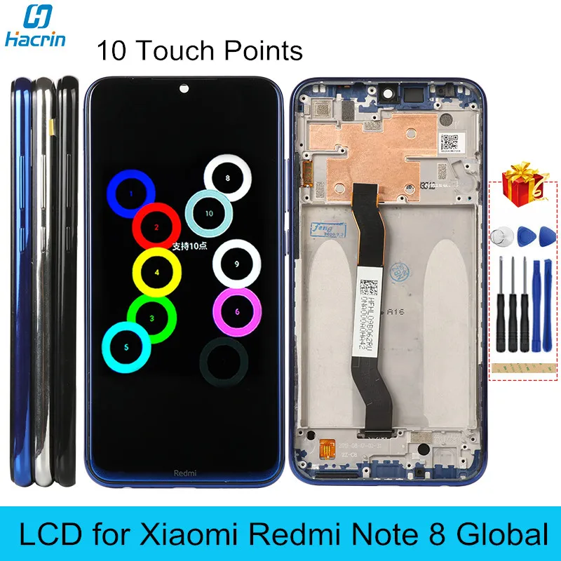 Pantalla LCD para Redmi Note 8, marco de 10 puntos, pantalla táctil de reemplazo para Xiaomi Redmi Note 8, 6,3 pulgadas, LCD Global