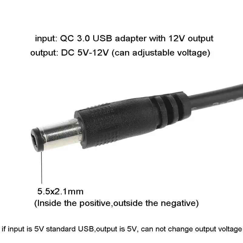 QC 3 0 USB 5V 12V Регулируемый повышающий напряжение 5 5x2 1 мм кабель питания линия для Wi Fi