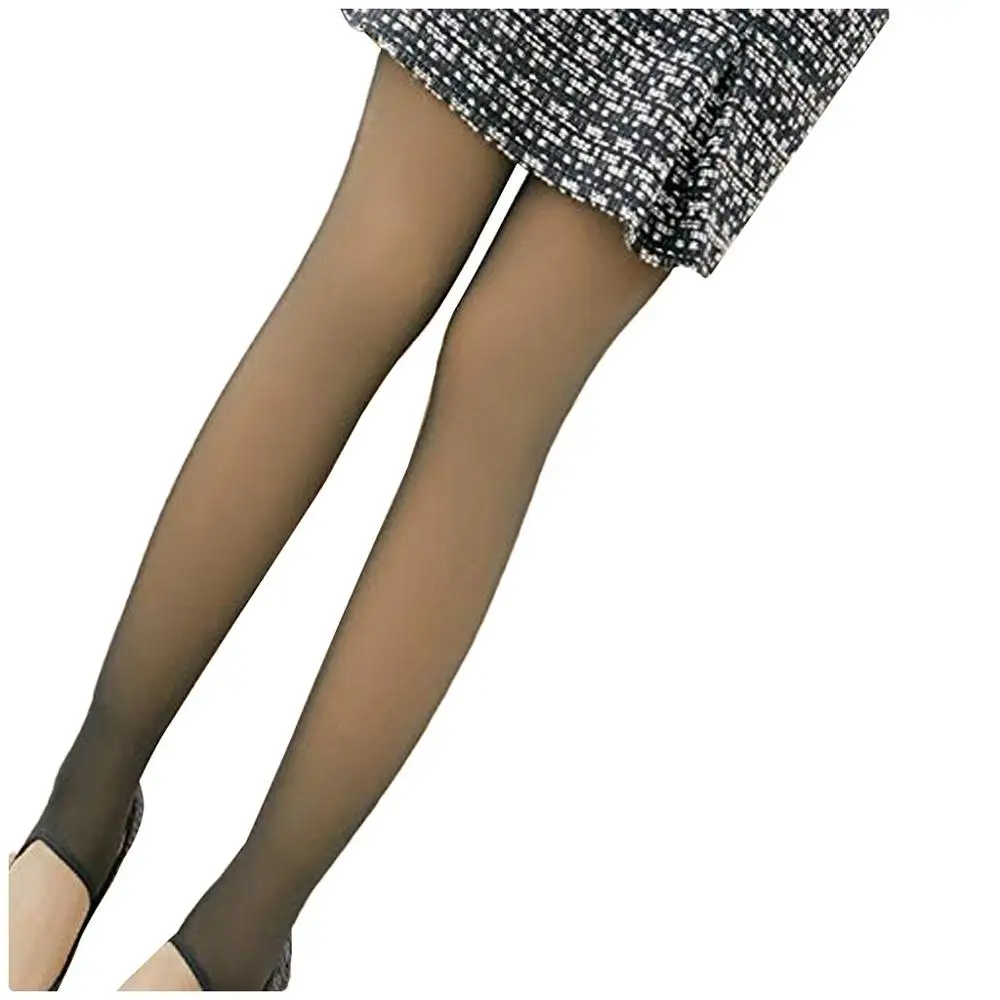Black Ropa mujer, подделка ног, полупрозрачные чулки, теплые флисовые Колготки, утолщенные, высокая эластичность, тонкие, тянущиеся, зимние уличные колготки A40 - Цвет: Black