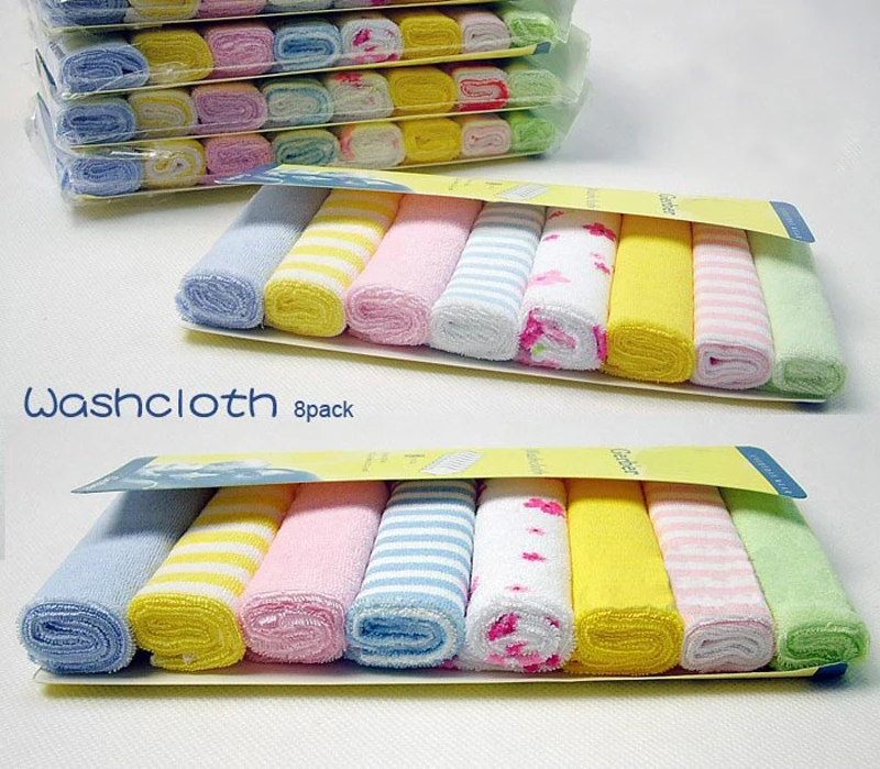 8pcs/Pack Soft Baby Bath Towel Cotton Infant Newborn Washcloth Feeding Wipe Kid Face Cloth Children Handkerchief