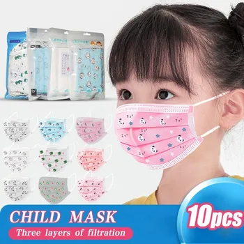 

10PCS 3 Layers Disposable Mask Kids Children's Cartoon Mouth Mask Non-woven Fabric Mouth Cover Mascarillas Desechables
