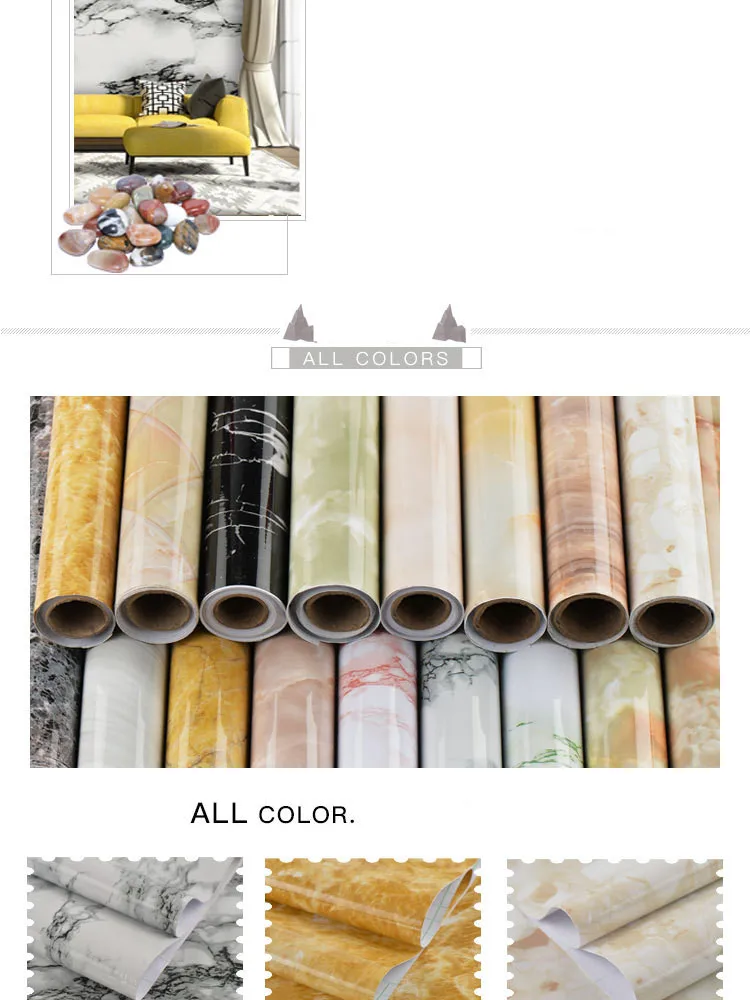 Thickened waterproof self-adhesive wallpaper marble sticker oil proof high temperature resistant kitchen furniture decoration