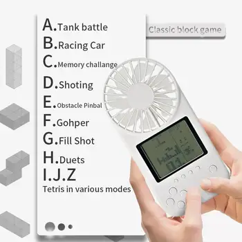 

Mini Portable Fan Game Console Handheld Vidoe Game Console Built-in Fun Games