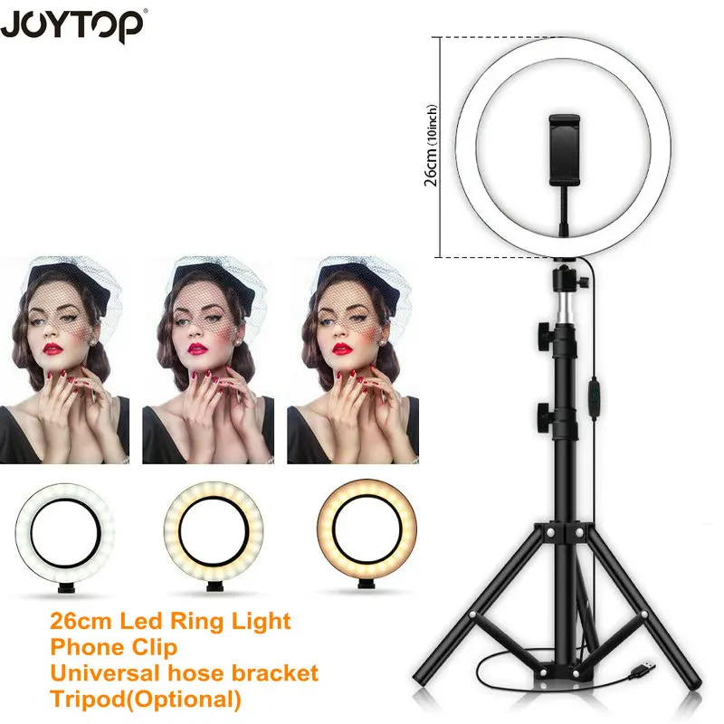 Ceny JOYTOP LED Selfie lampa pierścieniowa interfejs USB możliwość przyciemniania telefonu fotografia wideo światło z klips do telefonu makijaż lampa wideo studio