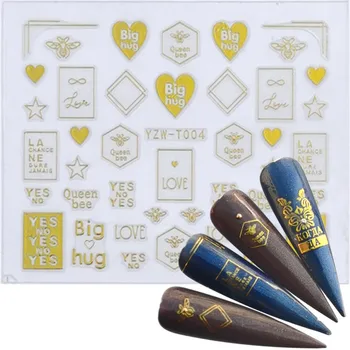 

ZKO 2020 3D Nail Stickers Flower Lace Letters Design Sliders for Nails Charm Adhesive Manicure Nail Art Decorations Wraps Tips