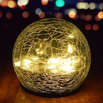 

Party Landscape Warm White Garden Decoration Waterproof Walkway Patio Underground Cracked Glass Ball LED Solar Light Buried