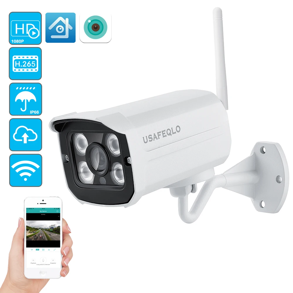 USAFEQLO 1080P ip-камера Wifi ИК ночного видения sd-карта беспроводная камера 2MP пуля Onvif CCTV