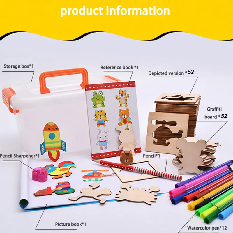 Children`s Drawing Aid Set Toys 32 Pieces Template Children`s Painting Educational Toys Children Grow Playmates Gifts Complete