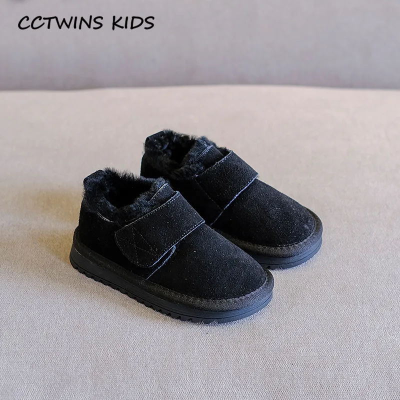 CCTWINS/детская обувь; коллекция года; зимняя детская обувь из натуральной кожи; ботильоны для маленьких мальчиков; модные теплые зимние ботинки для девочек; SNB122 - Цвет: Черный