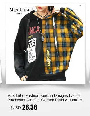 Max LuLu 2019 модные корейские Топы Женская Панк уличная Женская Осенняя футболка с длинными рукавами Повседневная Свободная клетчатая