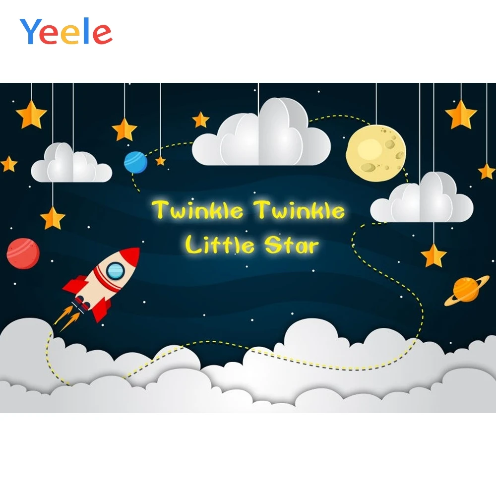 Yeele Мальчик День Рождения фон Мультфильм Облако космический корабль планета