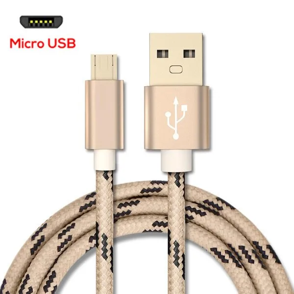 Хороший 1 м/2 м Micro USB кабель для быстрой зарядки Micro USB 3A для samsung huawei Xiaomi Redmi LG зарядный кабель для телефона Microusb шнур - Цвет: Gold