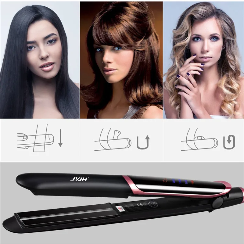 Ferro de Cabelo Alisador de Cabelo Modelador de Cabelo Ferramenta de Estilo de Cabelo com Alça 2 em 1 Profissional Turmalina Cerâmica Anion Anti-escald 8 Curling Irons