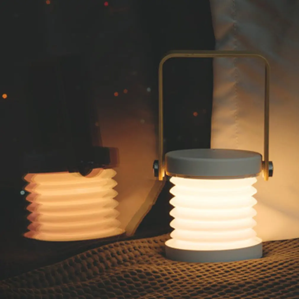 ICOCO Creative Foldable Night Light with Wood Stand Dimmable Eye Care Bedside Light Table Light Study Reading Lamp