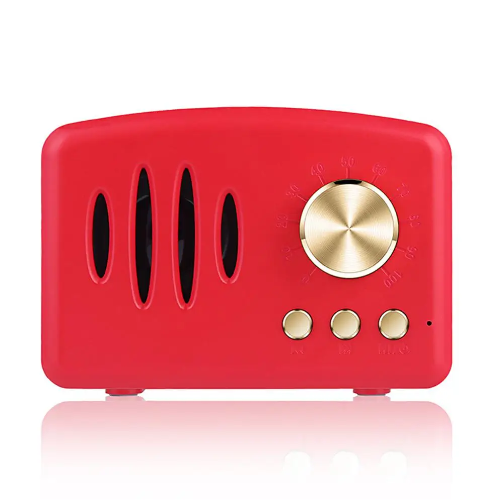 red Kuulee Мини Bluetooth колонка в ретро стиле Портативный беспроводной Bluetooth динамик музыкальный радиоплеер FM креативный сабвуфер колонка - Цвет: red