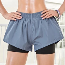 Женские, для спорта, йоги, шорты с эластичной резинкой на талии для фитнеса бега зала, танцев, бега, быстросохнущие дышащие свободные шорты