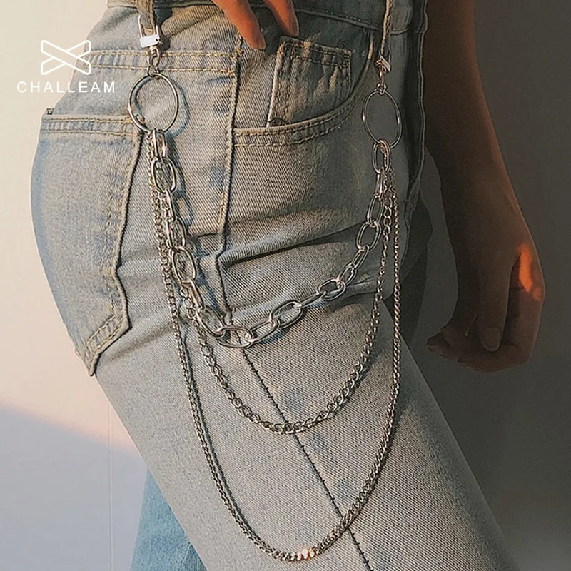 Women Punk Pant Chain Belt Female Hip 
