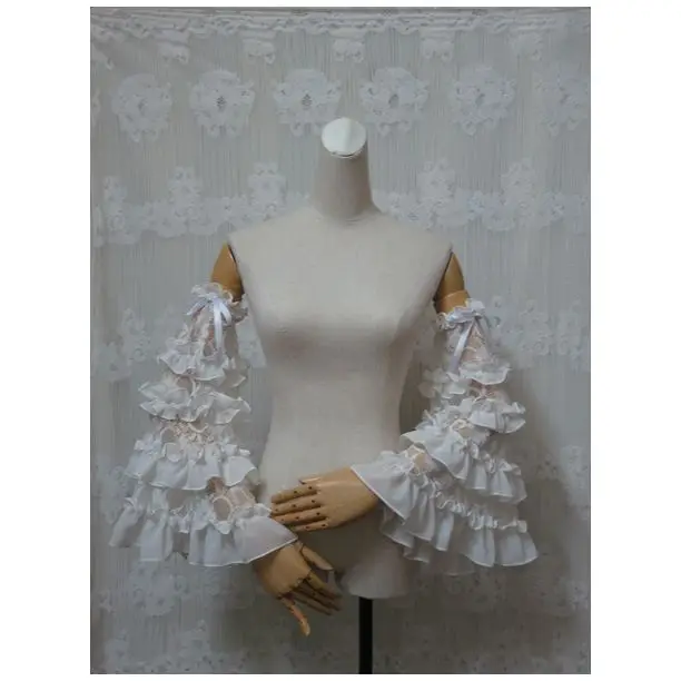 Lace Gloves Lolita universal ruffle flared sleeve Lace chiffon long gloves