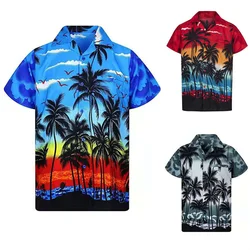 Camisa mais recente para homem havaiano casual botão up single breasted cardigan ajuste fino impresso manga curta blusas topos