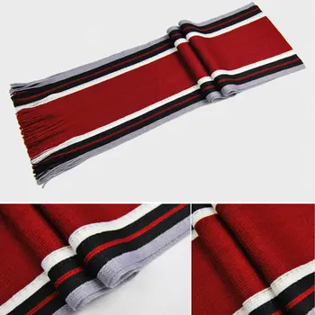 

New Classic Fringed Striped Tassel Long Scarf Men Winter Warm Wool Knitted Scarf Patchwork