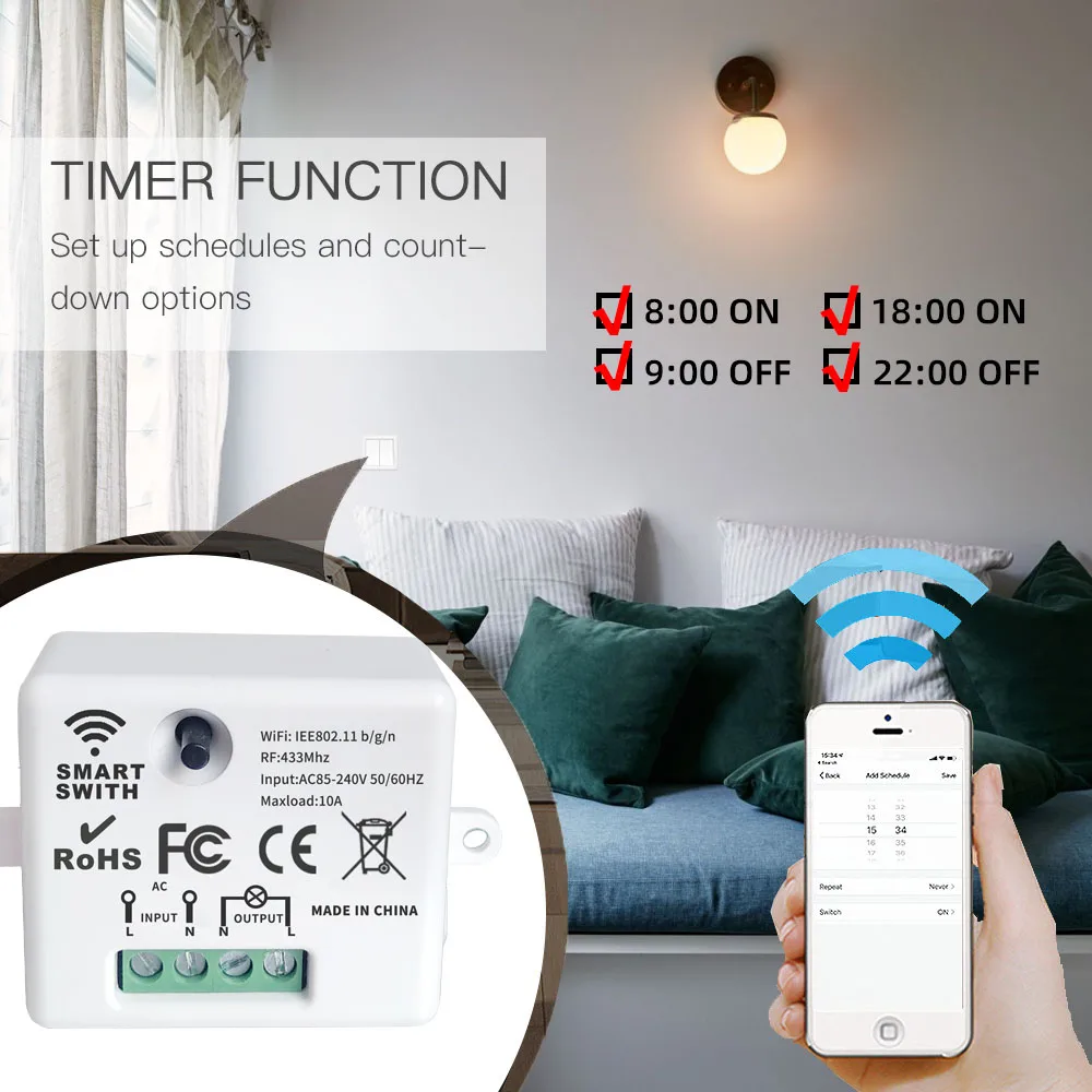 Electric Tuya APP Mobile Remote Control WiFi Smart Timer Switch Wireless  Countdown Time Switch Home Staircase Light 220V 110V AC - AliExpress