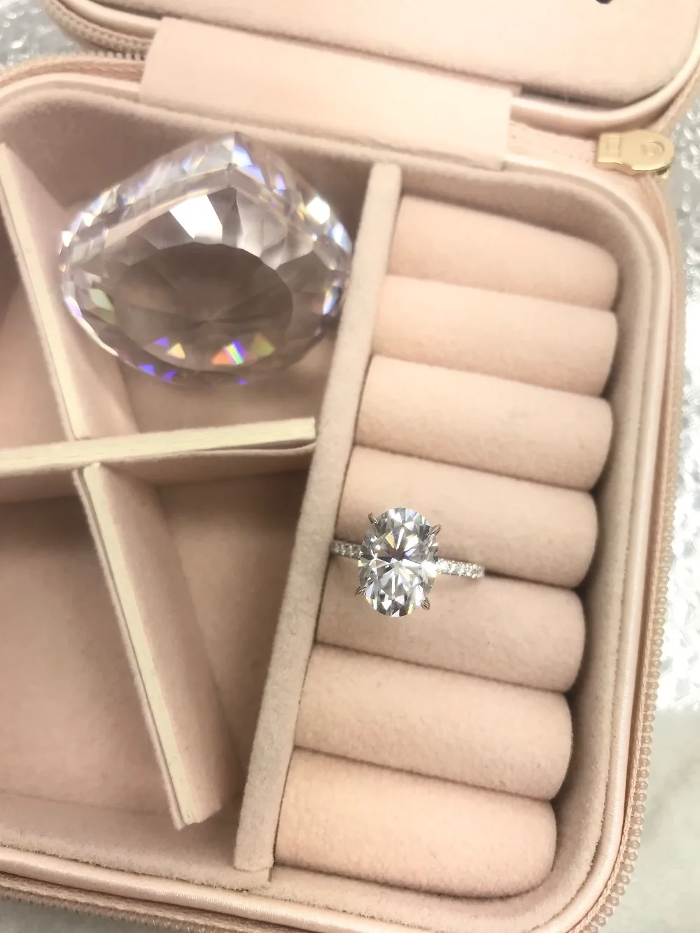Starszuan18K Золотое превосходное овальное ограненное 2ct кольцо с муассанитом, кольцо романтического дизайна для любимого