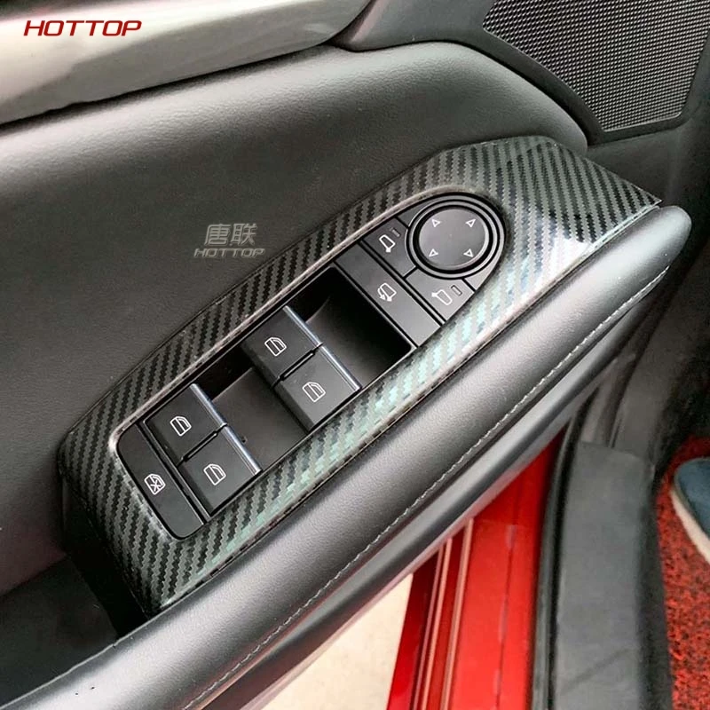 

Stainless Steel Carbon Fiber Texture Black Window Switch Adjust Lift Panel Cover Trim Garnish Frame for Mazda 3 Axela 2020