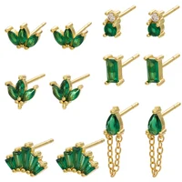 ZHUKOU gold Stud Earring Korean Romantic green Zircon Earring For Valentine's Day Crystal Jewerly Piercing Pendientes VE409