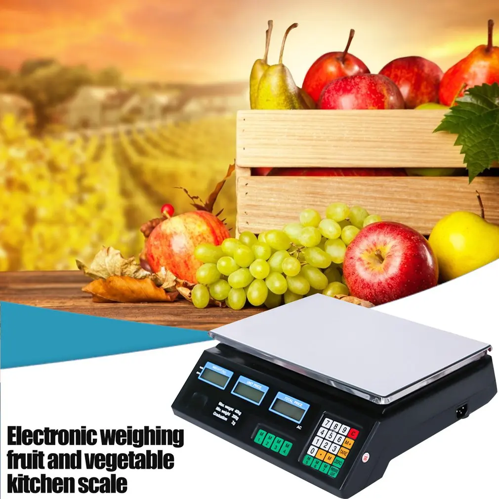 Английская версия электронные весы с подсчетом цены Электронные платформенные весы электронные весы для овощей и фруктов Кухня весы 40 кг