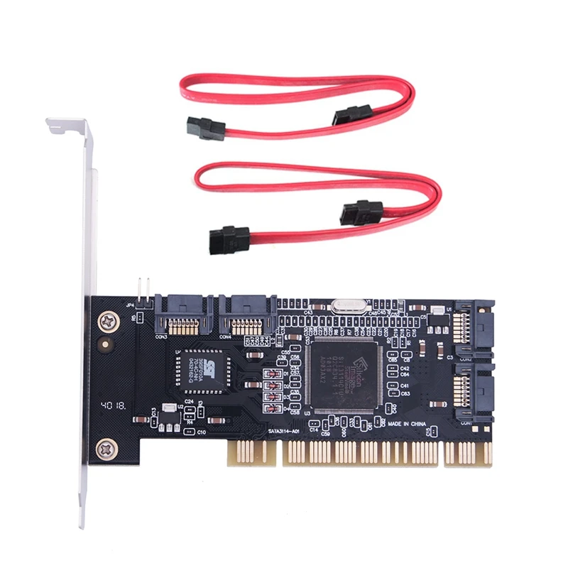 Tarjeta de expansión interna con controlador Raid SATA PCI de 4 puertos con dos Cables Sata, para PC de escritorio, compatible con disco duro SATA