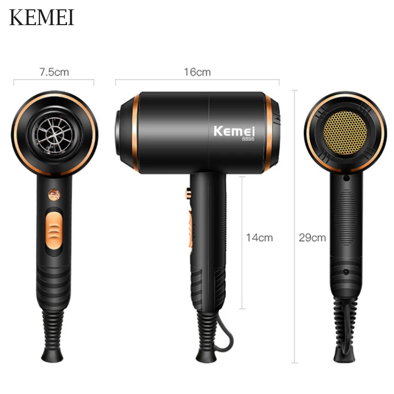 KEMEI профессиональный фен для волос мощный электрический фен горячий/холодный воздух фен парикмахерские салонные инструменты ионы воды 5