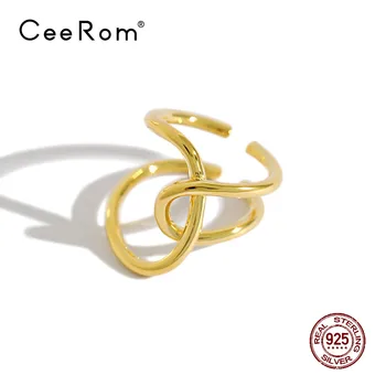 

CeeRom Line design S925 Sterling Silver Ring INS Winding Rings for Women Wide Finger Ring 925 Silver Fine Jewelry Gifts Anillos