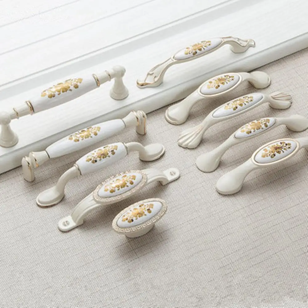 Coat door handle ceramic ivory white pastoral shoe wine