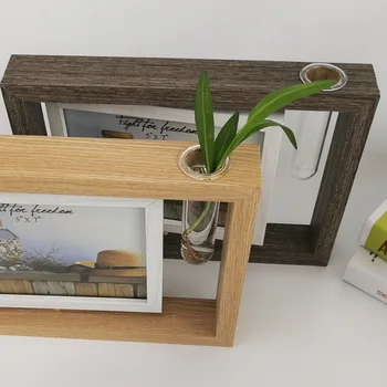 

Photo Frame Wooden Crafts Ornaments 7 Inch Double-Sided Mirror Photo Birthday Gift Flower Vase Creative Home Bedroom Decoration