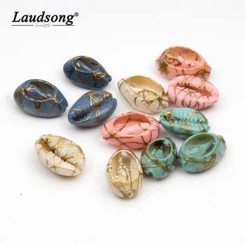 

10PCS Painted Stripe Pattern Shell Shaped Beads For DIY Jewelry Making Decorative Crafts Handmade Accessories Beads